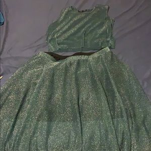 Two Piece Crop Top and Skirt Set